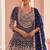 Blue embroidered , stone & sequins free size stitched anarkali salwar suit for women