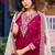 Rani pink embroidered , sequins work & printed dupatta free size stitched anarkali salwar suit for women