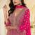 Rani pink embroidered , sequins , stone & zarkhan work free size stitched anarkali salwar suit for women