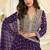 Purple embroidered , sequins , stone & zarkhan work free size stitched anarkali salwar suit for women
