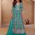 Turquoise blue embroidered  & sequins  free size stitched anarkali salwar suit for women