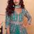 Turquoise blue embroidered  & sequins  free size stitched anarkali salwar suit for women
