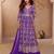 Purple embroidered  & sequins  free size stitched anarkali salwar suit for women