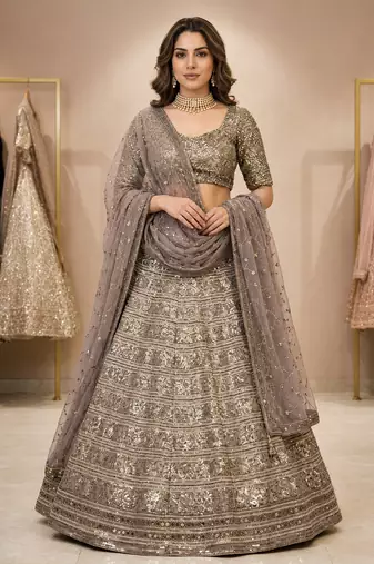 Sequins Leheng Heavy Embroidered Wedding Wear LehElegant Festive Wear Lehenga Choli Partywear Designer Lehenga Set