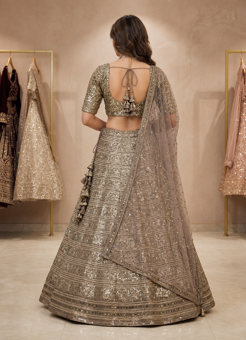 Sequins Leheng Heavy Embroidered Wedding Wear LehElegant Festive Wear Lehenga Choli Partywear Designer Lehenga Set