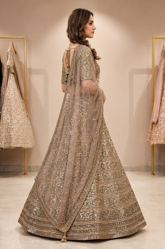 chiku sequins heavy embroidered georgette lehenga choli