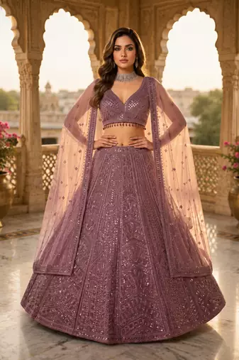 Designer Wedding Wear Lehenga Heavy Embroidered PartywearLehenga Sequins & Dori Lehenga festival Lehenga