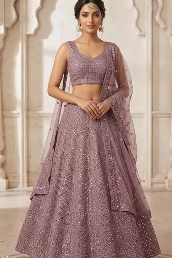 Designer Wedding Wear Lehenga Heavy Embroidered PartywearLehenga Sequins & Dori Lehenga festival Lehenga