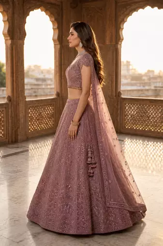 Designer Wedding Wear Lehenga Heavy Embroidered PartywearLehenga Sequins & Dori Lehenga festival Lehenga