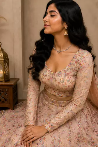 Designer Georgette  Mirror Work Festive Wear Lehenga Set