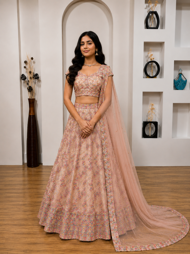 Designer Georgette  Mirror Work Festive Wear Lehenga Set