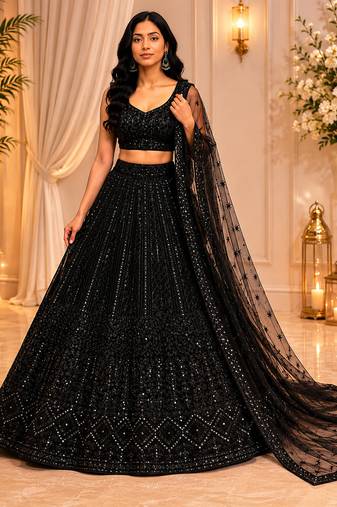 Designer Wedding Wear Lehenga Heavy Embroidered PartywearLehenga Sequins & Dori Lehenga festival Lehenga