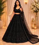Designer Wedding Wear Lehenga Heavy Embroidered PartywearLehenga Sequins & Dori Lehenga festival Lehenga