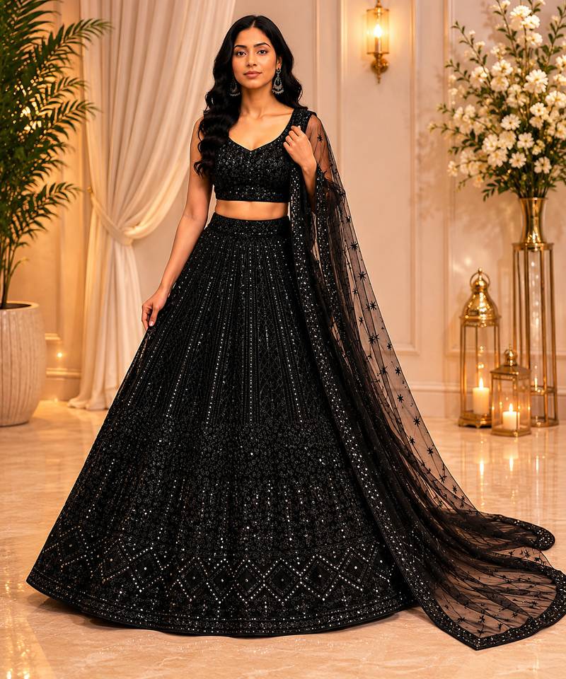 Designer Wedding Wear Lehenga Heavy Embroidered PartywearLehenga Sequins & Dori Lehenga festival Lehenga