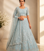 light blue sequins net lehenga choli