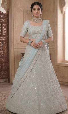 Traditional Designer Net With Sequins Work festival wedding Lehenga Choli 1