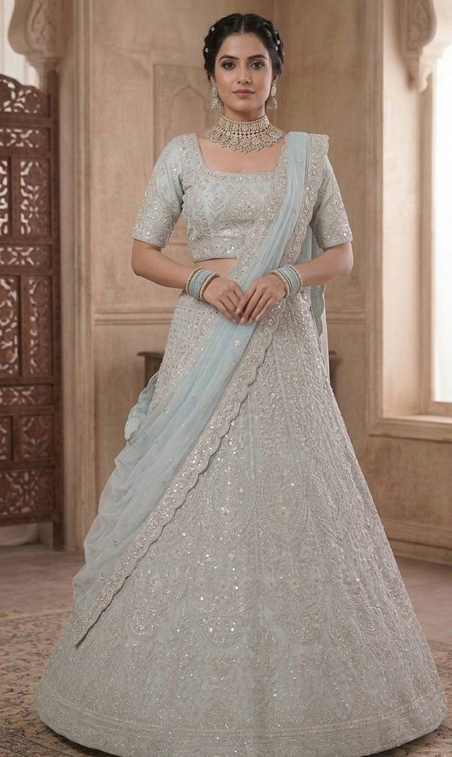 Traditional Designer Net With Sequins Work festival wedding Lehenga Choli