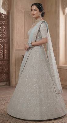 Traditional Designer Net With Sequins Work festival wedding Lehenga Choli 2