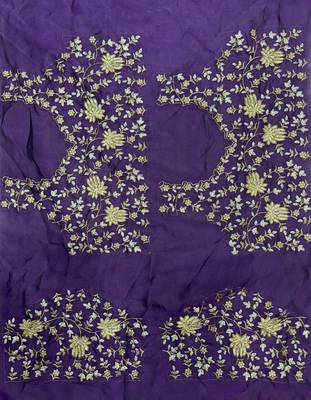 purple sequin and zari embroidery silk saree 2
