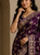plum sequin and zari embroidery silk saree