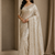 white sequin and zari embroidery silk saree