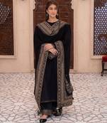 Black silk  party wear embroidery  pants suit set