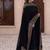 Black silk  party wear embroidery  pants suit set