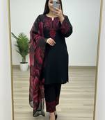 Black silk  party wear embroidery  suit set