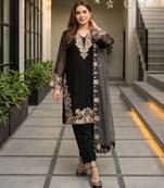 Black georgette  party wear embroidery  suit set
