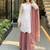 Peach georgette  party wear embroidery  suit set