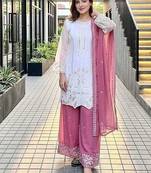 Rani pink georgette  party wear embroidery  suit set