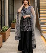 Black georgette  party wear embroidery  suit set