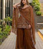 Black georgette  party wear embroidery  suit set