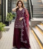 MAROON  georgette  party wear embroidery  suit set