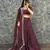 Womens Radiant Wine Hand-Embroidered Silk Lehenga Choli Set