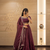 Womens Radiant Wine Hand-Embroidered Silk Lehenga Choli Set