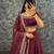 Womens New Trendy Radiant Wine Hand-Embroidered Silk Lehenga Choli Set