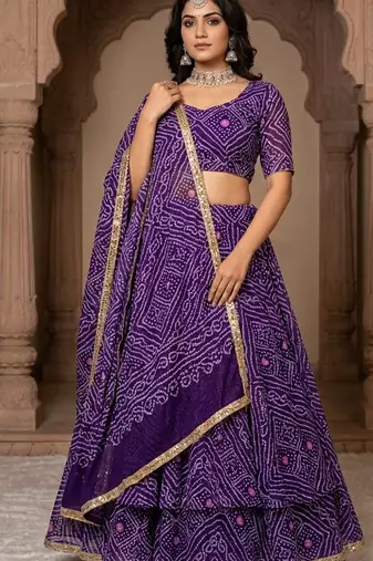 Georgette bandhani print lehenga