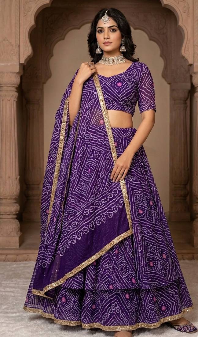 Georgette bandhani print lehenga