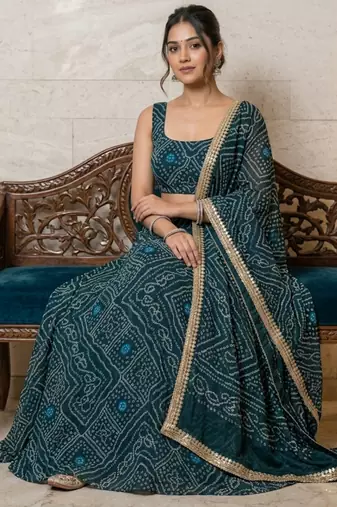 Georgette bandhani print lehenga
