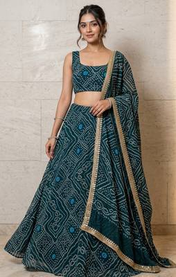 Georgette bandhani print lehenga 1