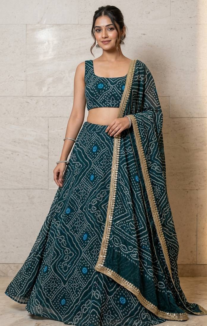 Georgette bandhani print lehenga