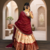 red floral printed silk lehenga choli