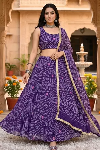 Georgette bandhani print lehenga