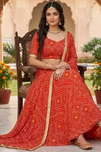 Silk sequins, dori & thread embroidery Lehenga Set