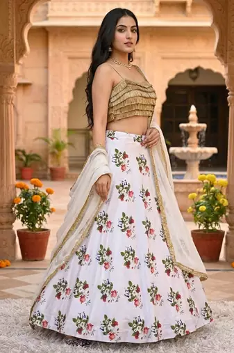 floral magic to your wardrobe with this stunning lehenga set