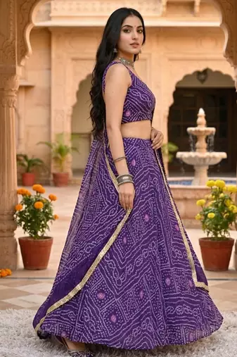 Georgette bandhani print lehenga