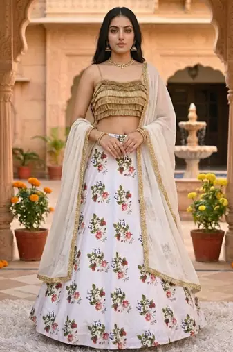 floral magic to your wardrobe with this stunning lehenga set