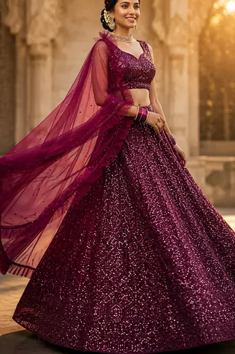 Velvet Sequence Lehenga choli Set