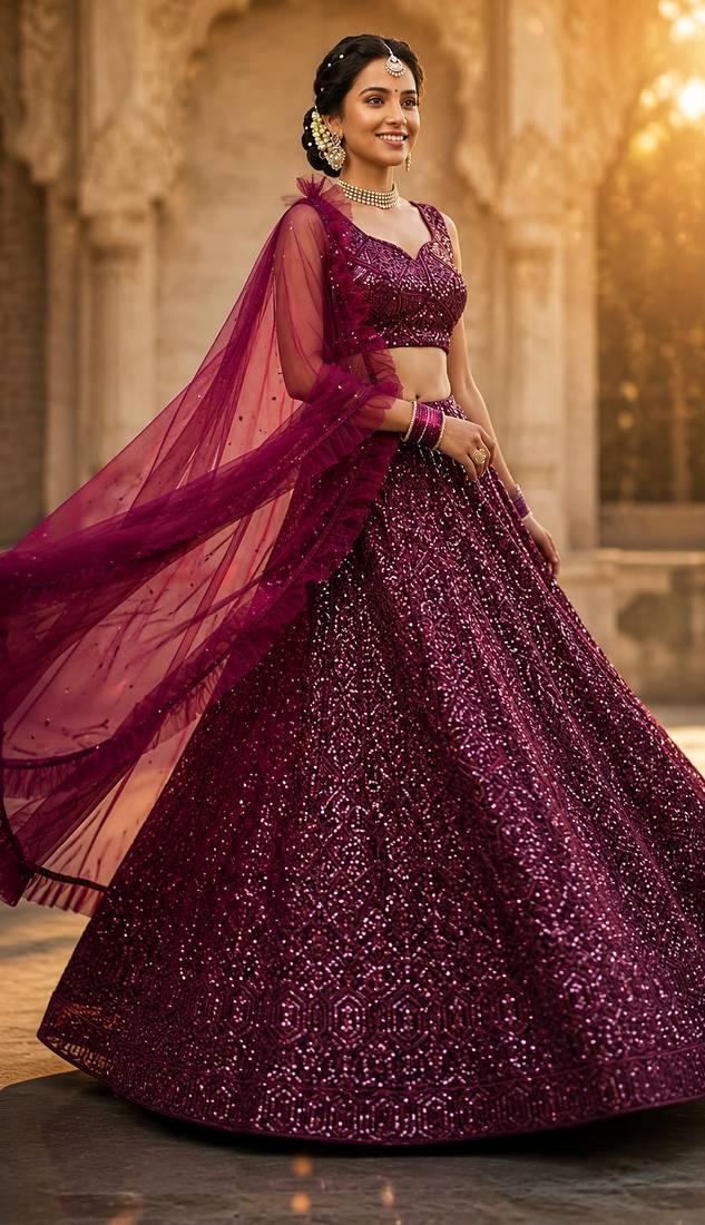Velvet Sequence Lehenga choli Set